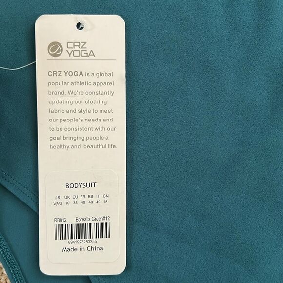 CRZ YOGA Cotton Crew Neck Short Sleeves Bodysuit, Borealis Green, Small, NWT - Picture 8 of 9